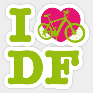 I Love Cycling DF Green Pink / Yo Amo andar en Bicicleta en el DF / Chilango Pride / Orgullo Chilango Graphic Sticker